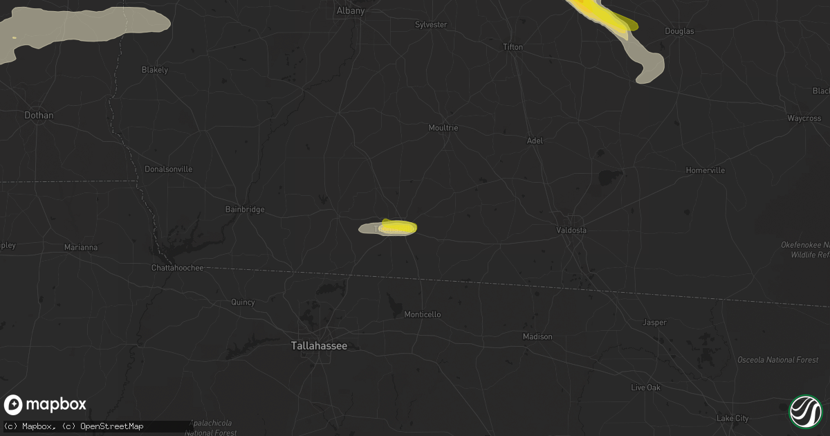 Hail map in Thomasville, GA on July 22, 2018