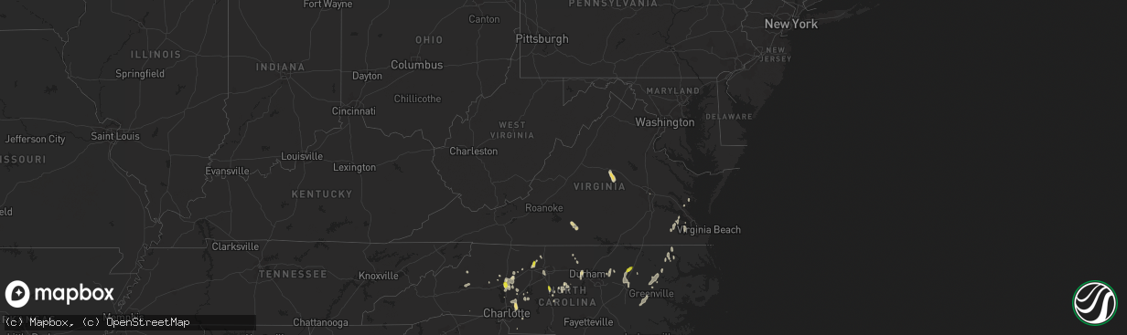 Hail map in Virginia on July 22, 2018