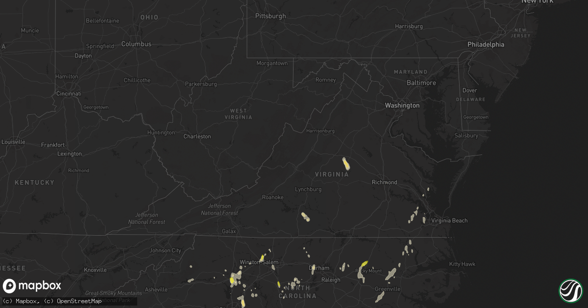 Hail map in Virginia on July 22, 2018