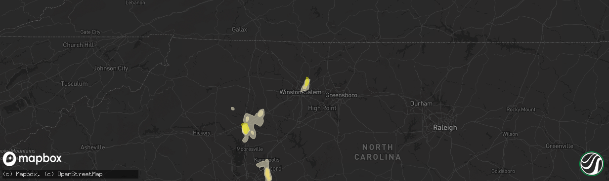 Hail map in Winston Salem, NC on July 22, 2018