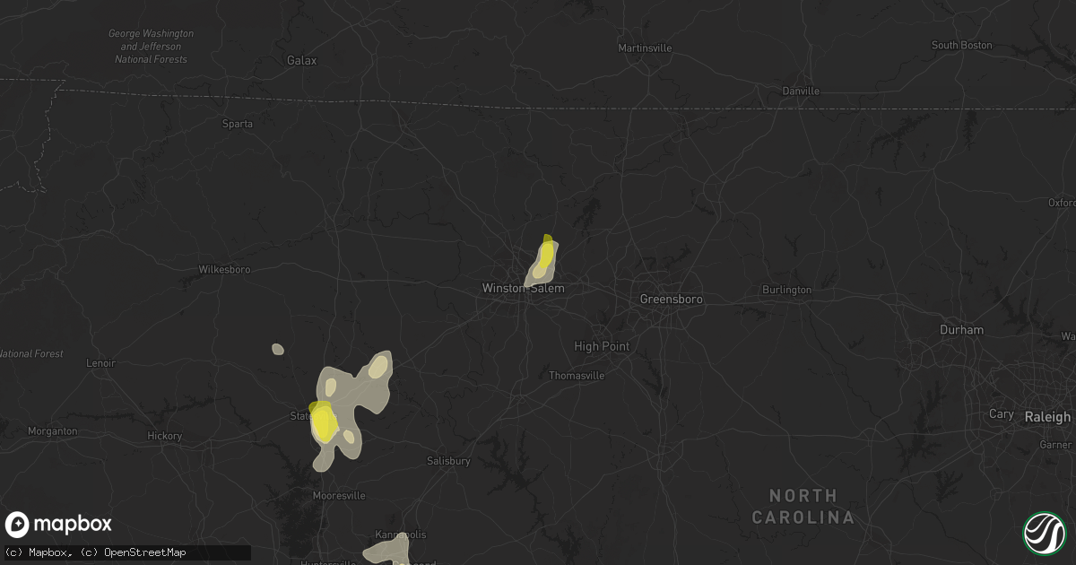 Hail map in Winston Salem, NC on July 22, 2018