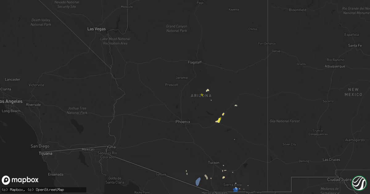 Hail map in Arizona on July 22, 2019