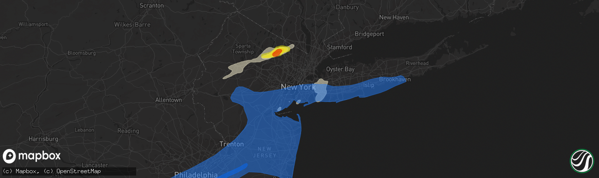 Hail map in Brooklyn, NY on July 22, 2019