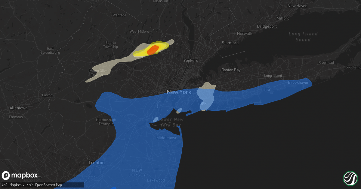 Hail map in Brooklyn, NY on July 22, 2019