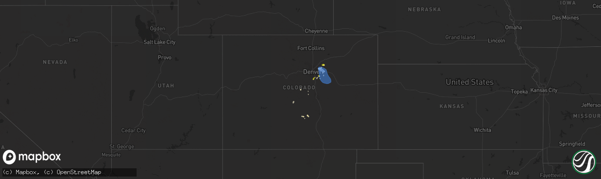 Hail map in Colorado on July 22, 2019