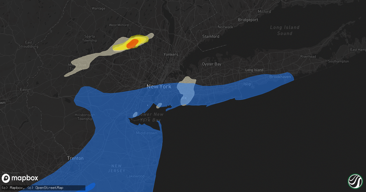 Hail map in Jamaica, NY on July 22, 2019