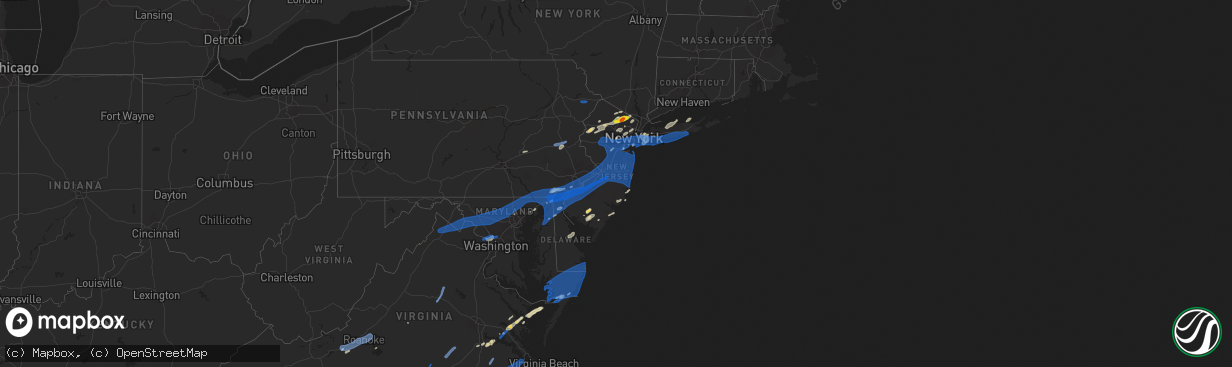 Hail map in New Jersey on July 22, 2019