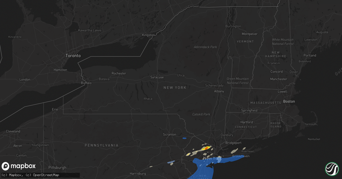 Hail map in New York on July 22, 2019