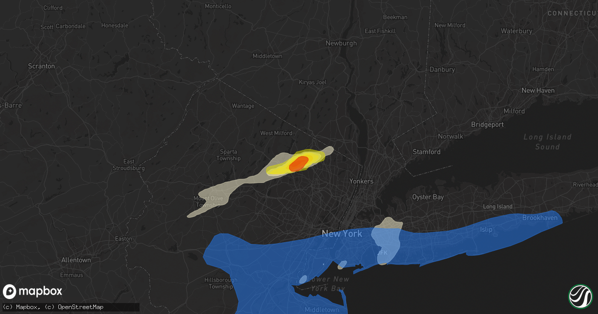 Hail map in Oakland, NJ on July 22, 2019