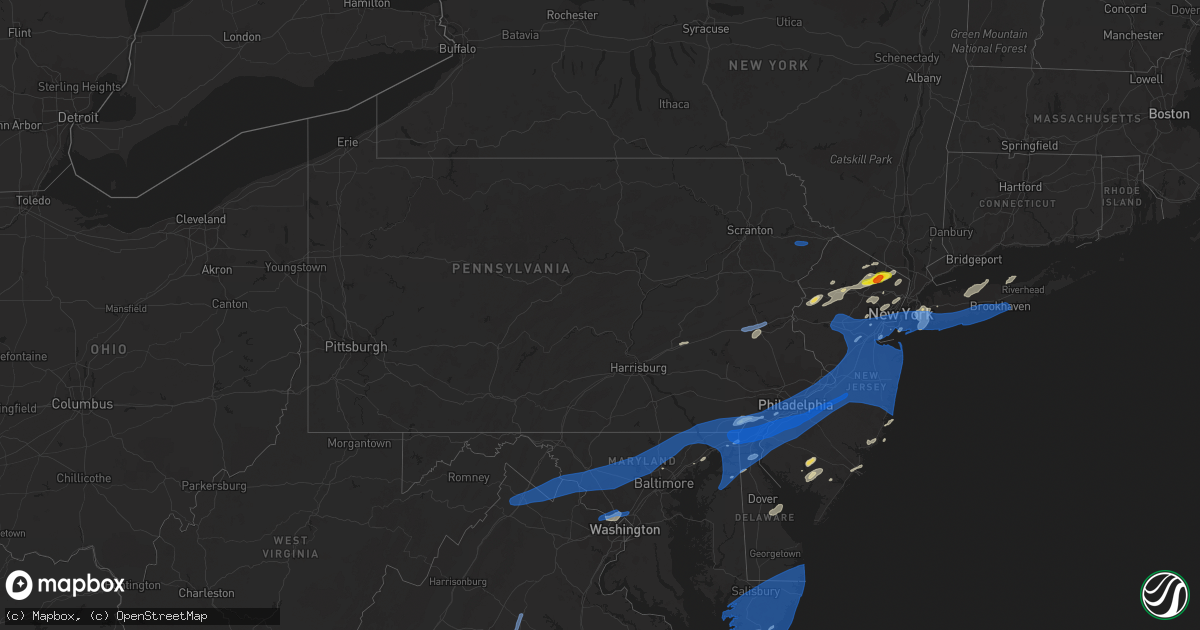 Hail map in Pennsylvania on July 22, 2019