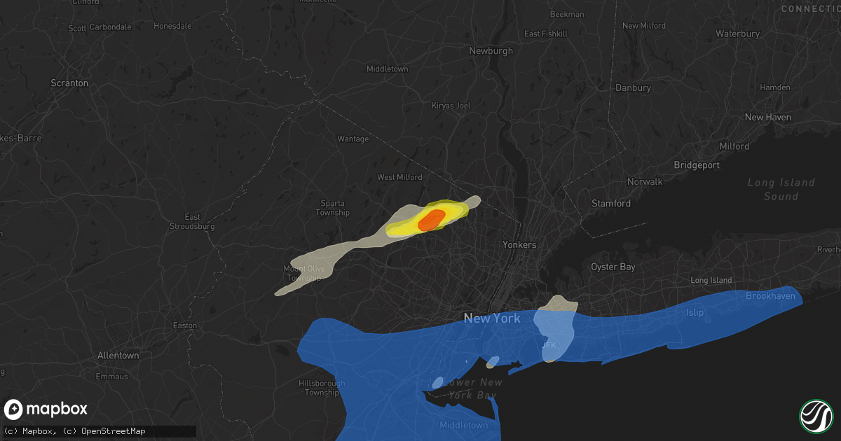 Hail map in Pompton Lakes, NJ on July 22, 2019