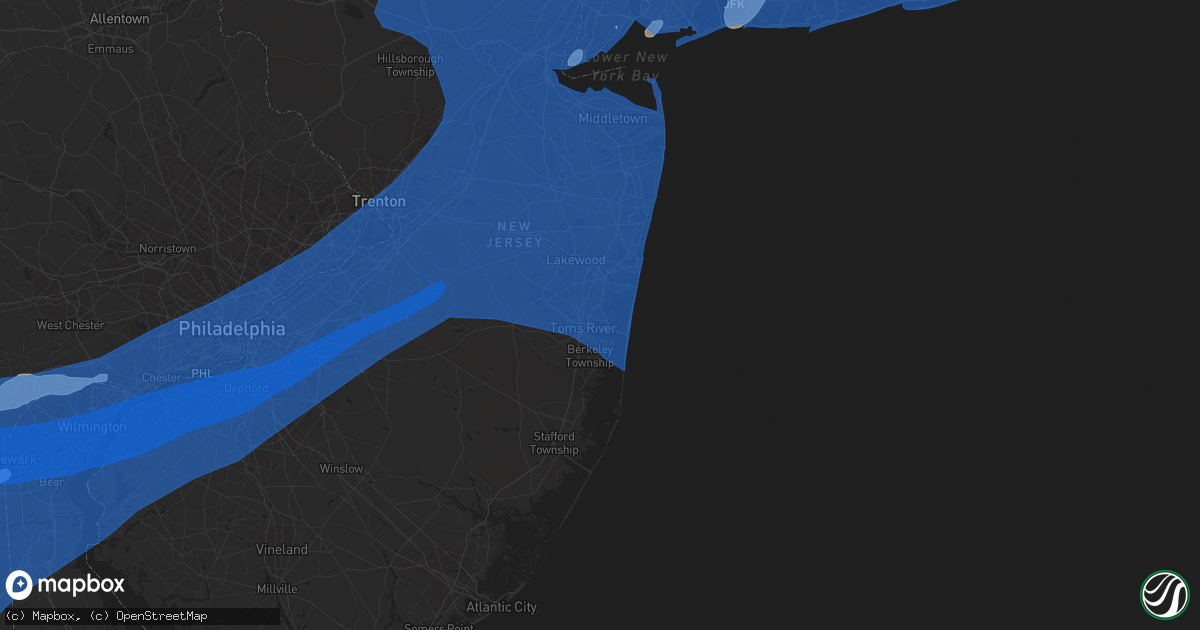 Hail map in Toms River, NJ on July 22, 2019