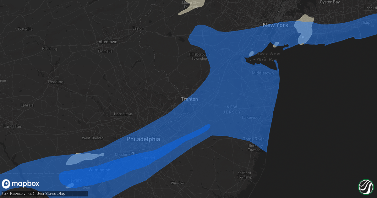 Hail map in Trenton, NJ on July 22, 2019