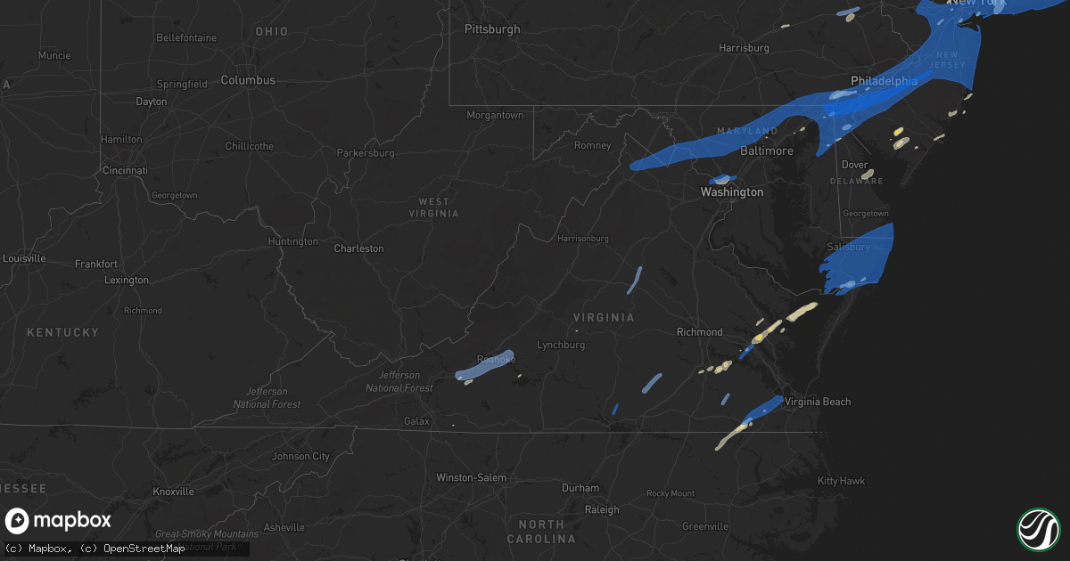 Hail map in Virginia on July 22, 2019