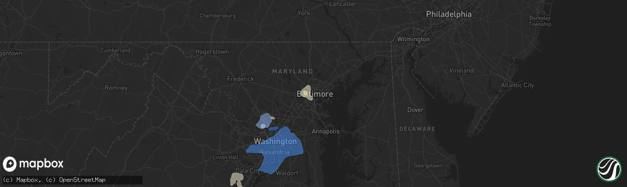 Hail map in Baltimore, MD on July 22, 2020