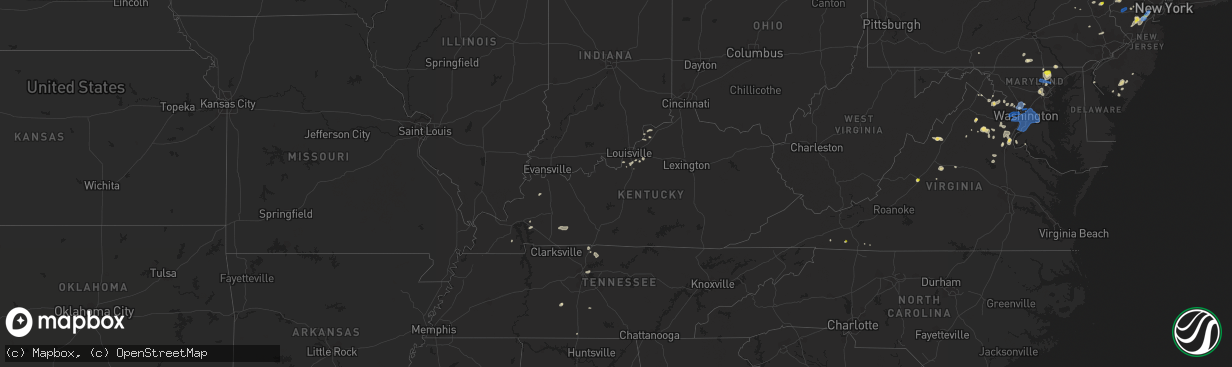 Hail map in Kentucky on July 22, 2020