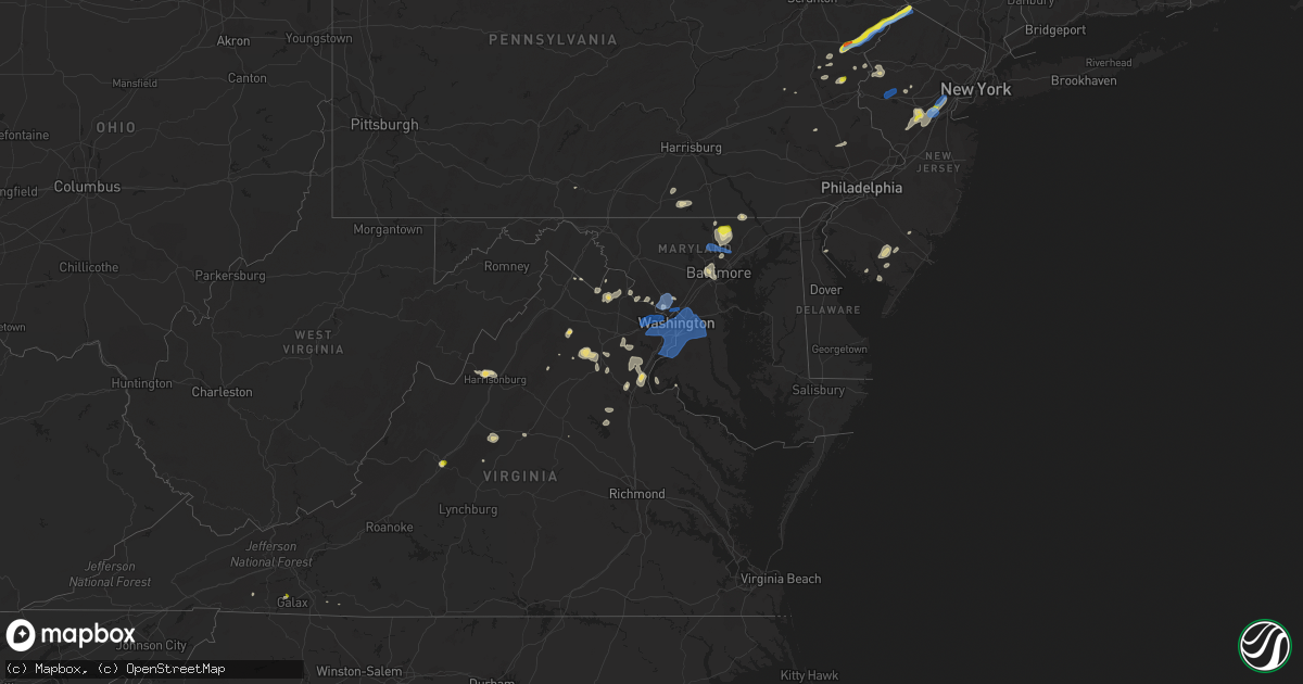 Hail map in Maryland on July 22, 2020