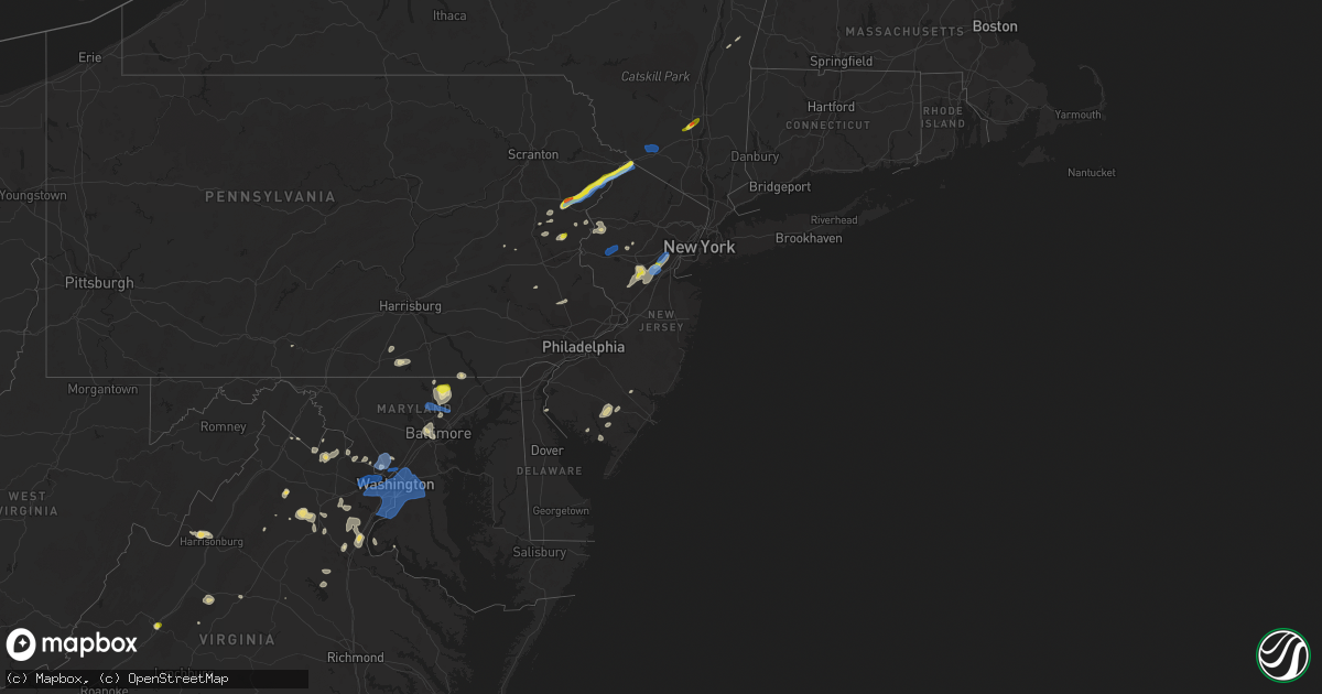 Hail map in New Jersey on July 22, 2020