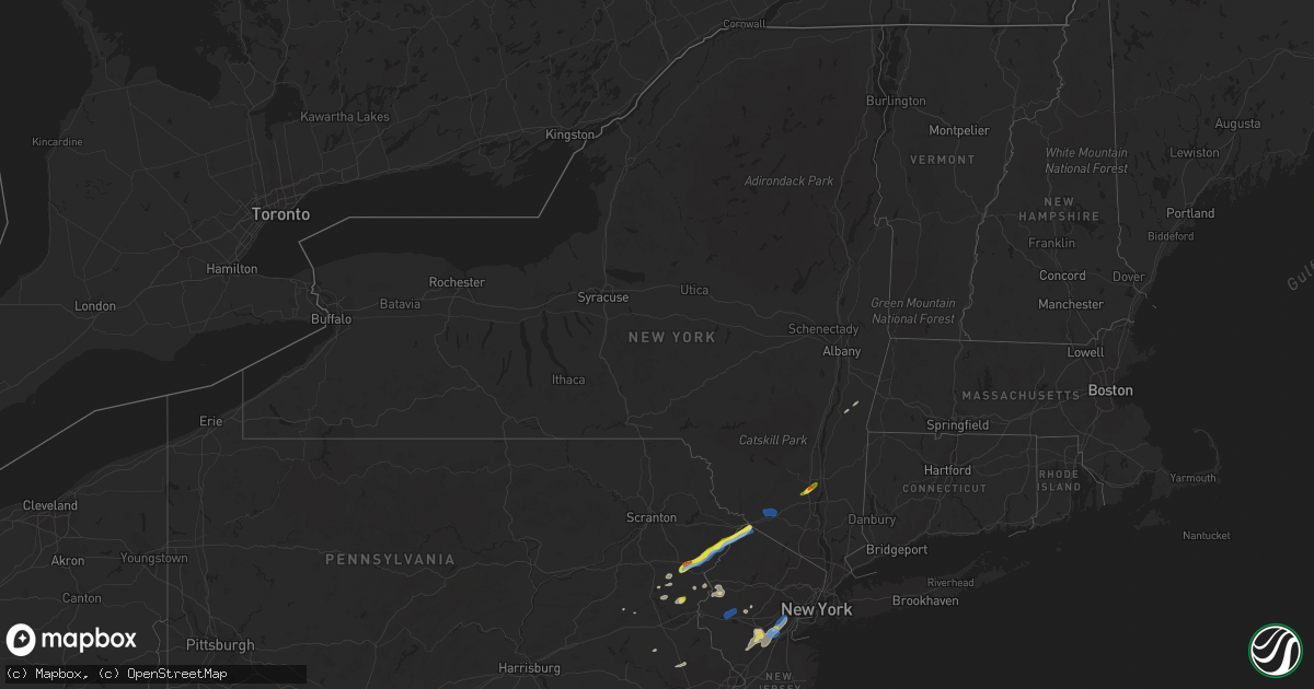 Hail map in New York on July 22, 2020