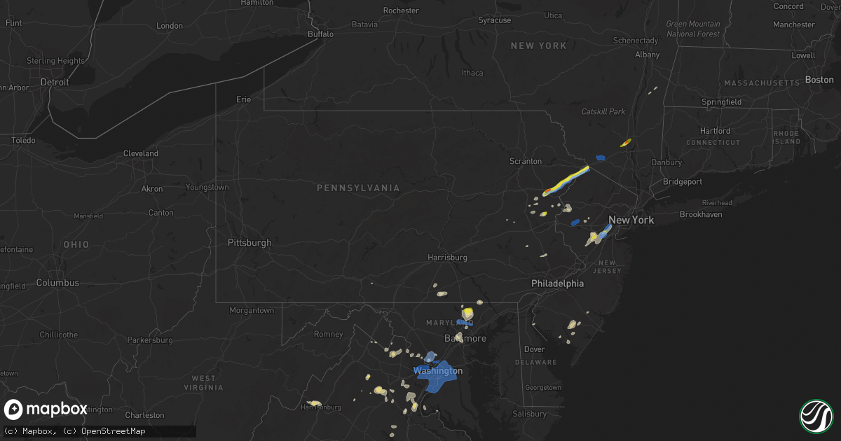 Hail map in Pennsylvania on July 22, 2020