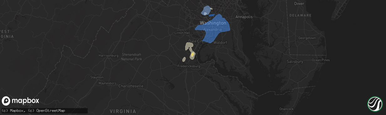 Hail map in Stafford, VA on July 22, 2020