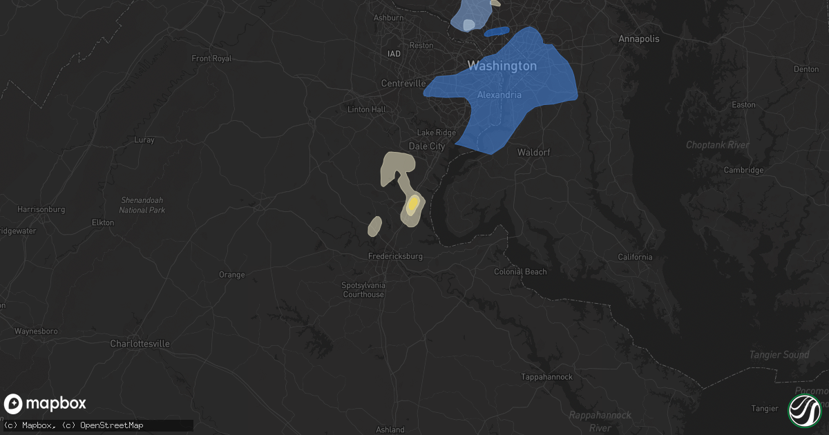 Hail map in Stafford, VA on July 22, 2020