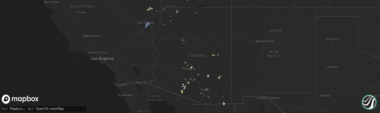 Hail map in Arizona on July 22, 2021