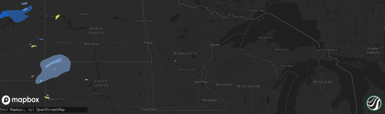 Hail map in Minnesota on July 22, 2021