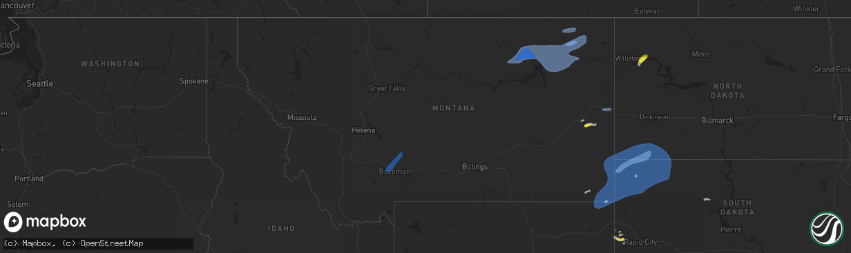 Hail map in Montana on July 22, 2021