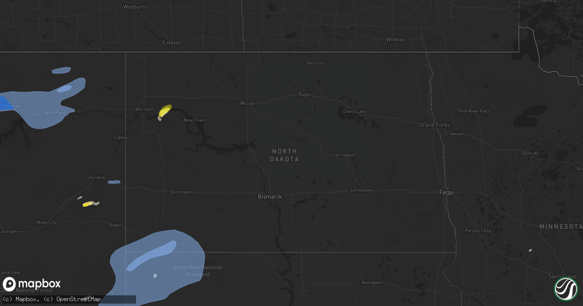 Hail map in North Dakota on July 22, 2021