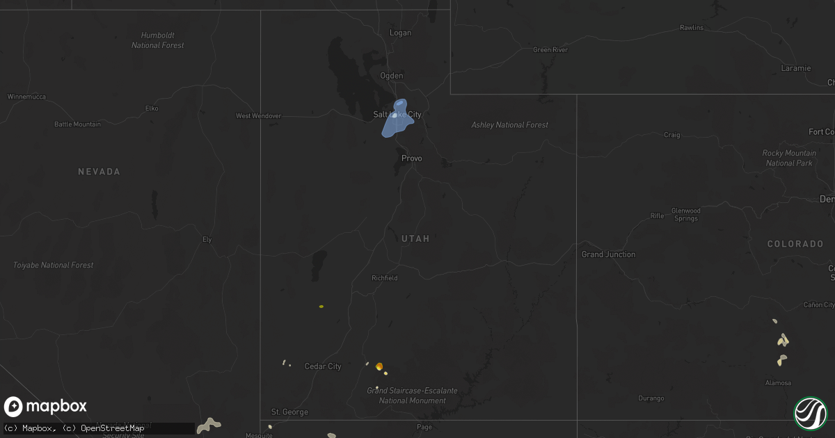 Hail map in Utah on July 22, 2021