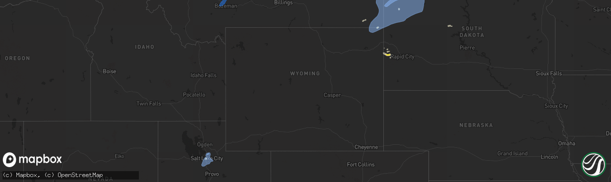 Hail map in Wyoming on July 22, 2021