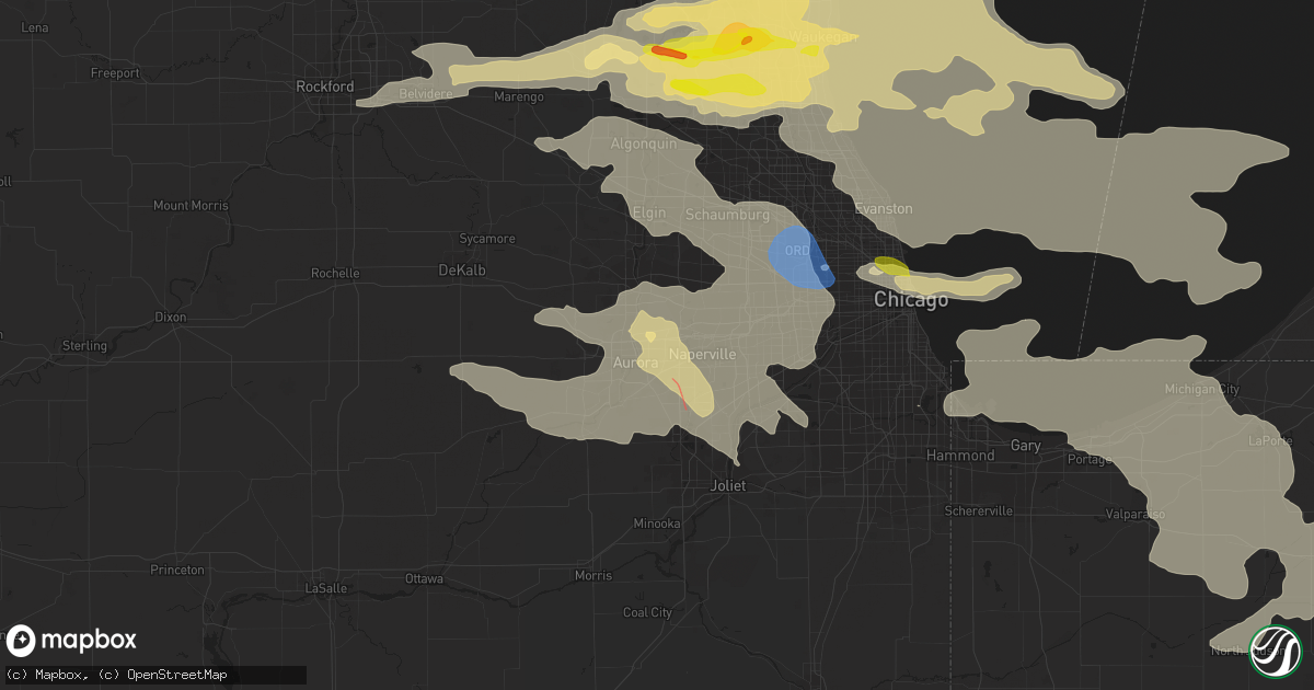 Hail map in Aurora, IL on July 22, 2022