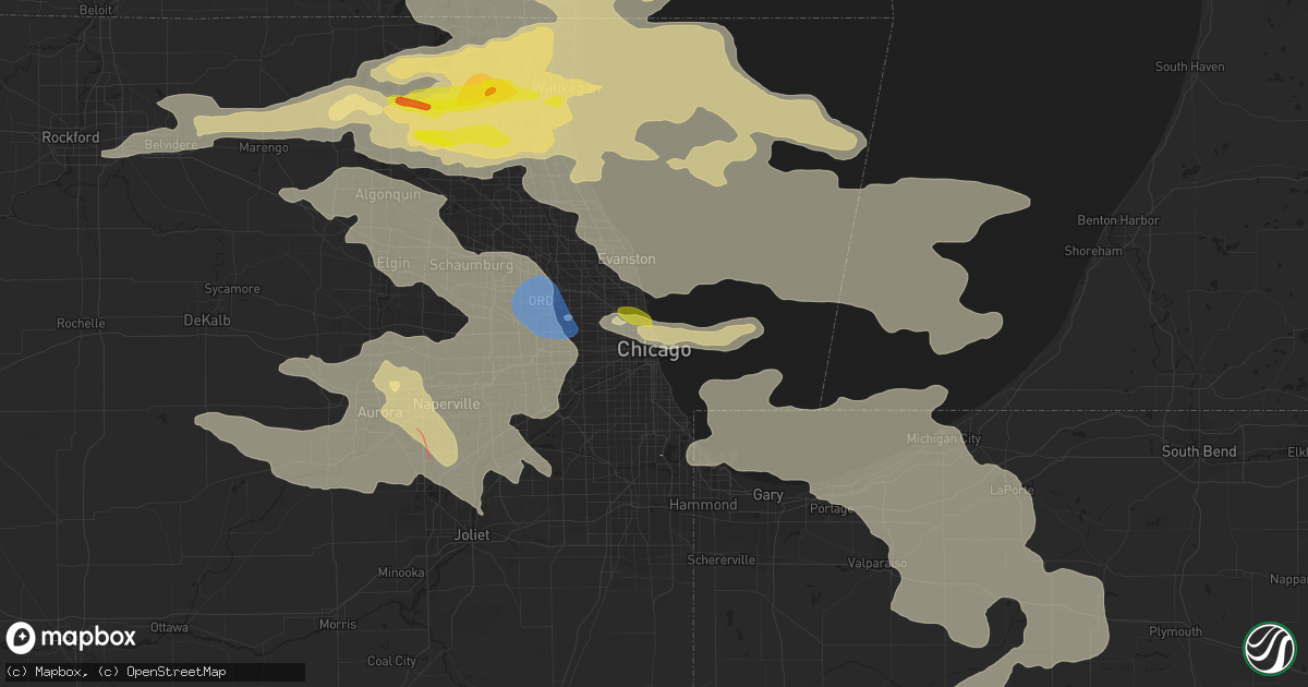Hail map in Chicago, IL on July 22, 2022