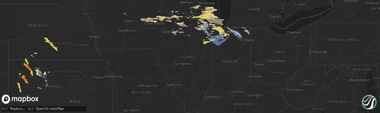 Hail map in Illinois on July 22, 2022