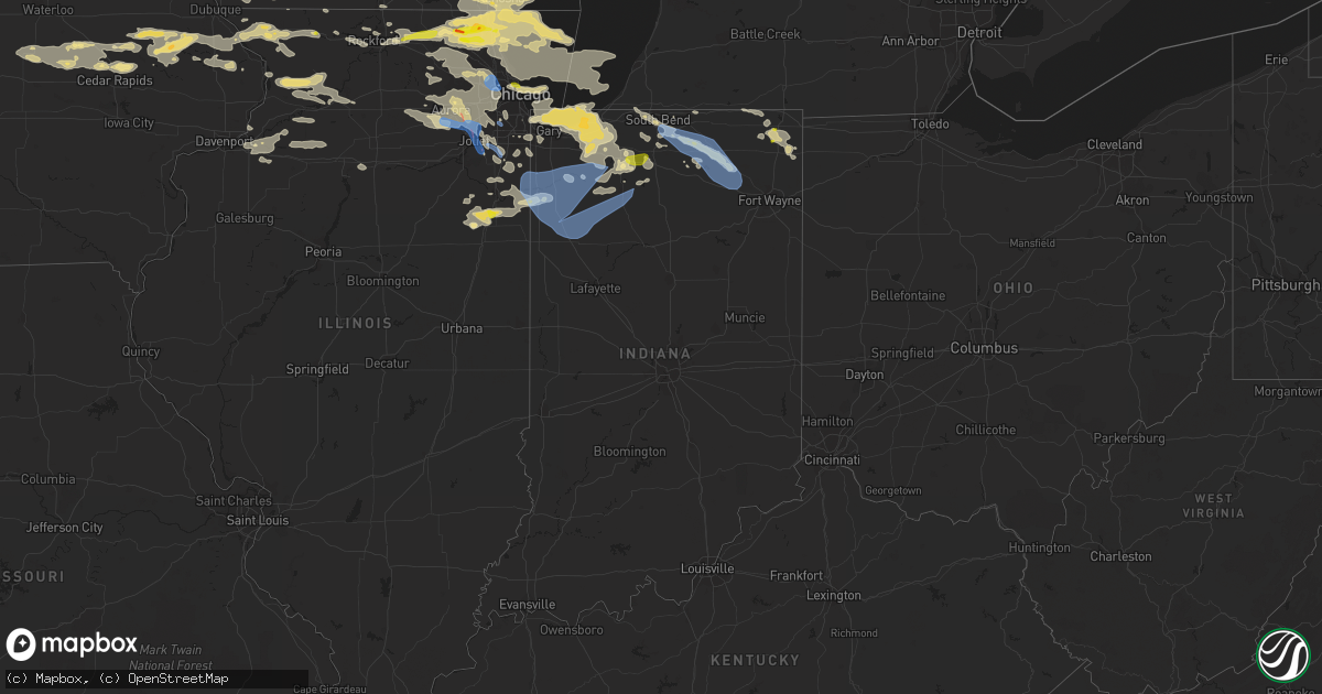 Hail map in Indiana on July 22, 2022
