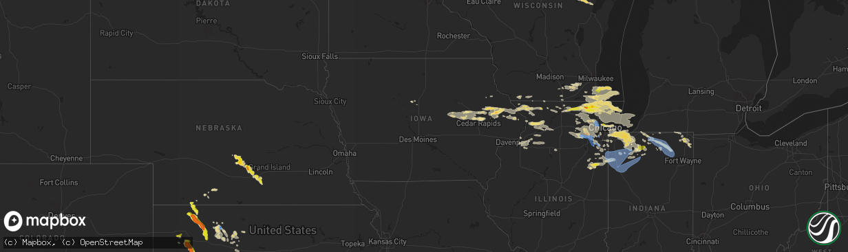 Hail map in Iowa on July 22, 2022