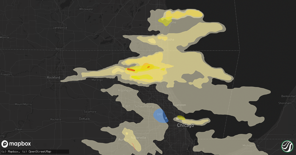 Hail map in Mundelein, IL on July 22, 2022