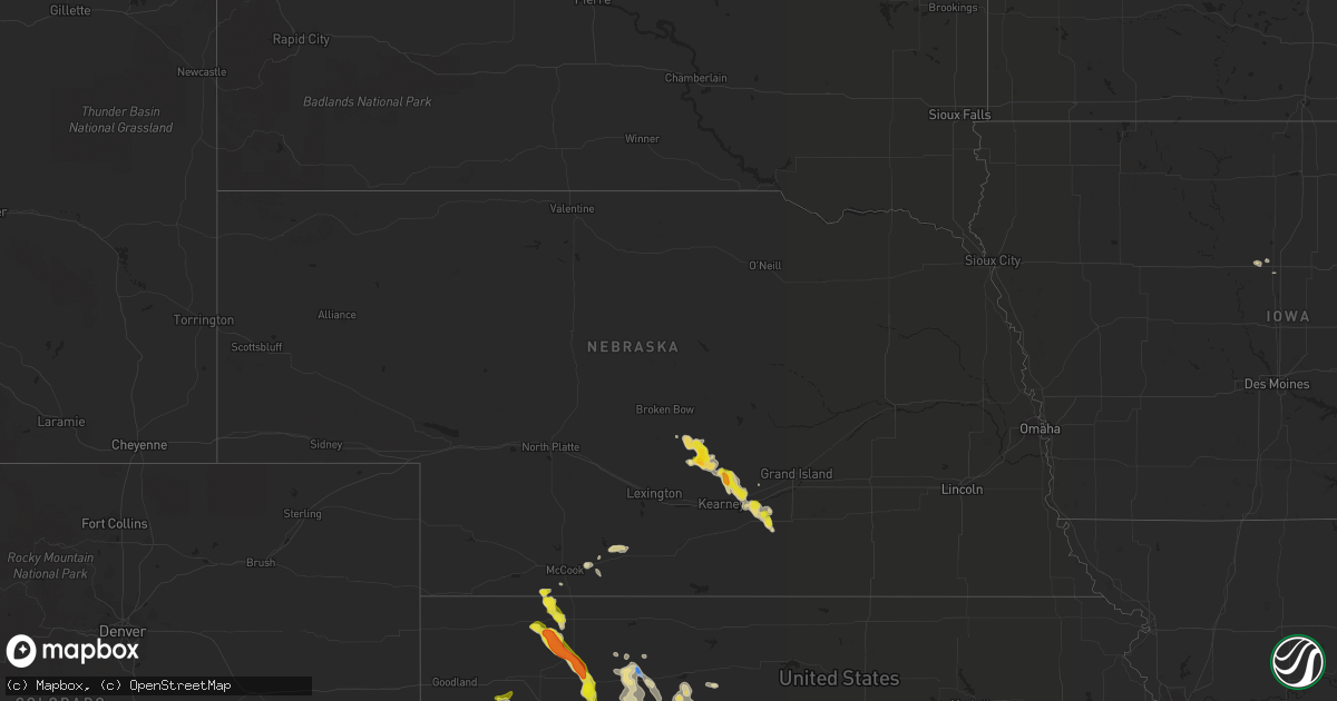 Hail map in Nebraska on July 22, 2022