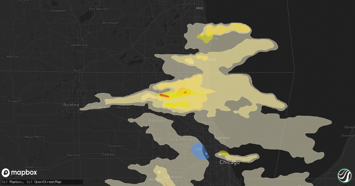 Hail map in Round Lake, IL on July 22, 2022