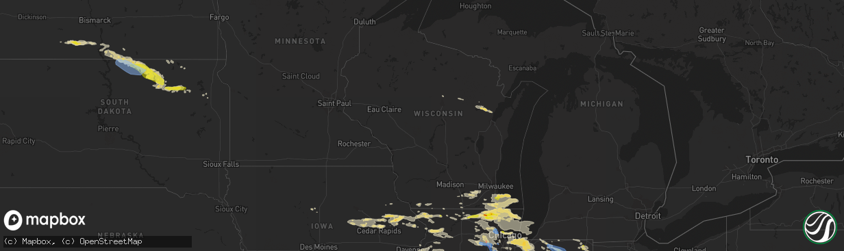 Hail map in Wisconsin on July 22, 2022