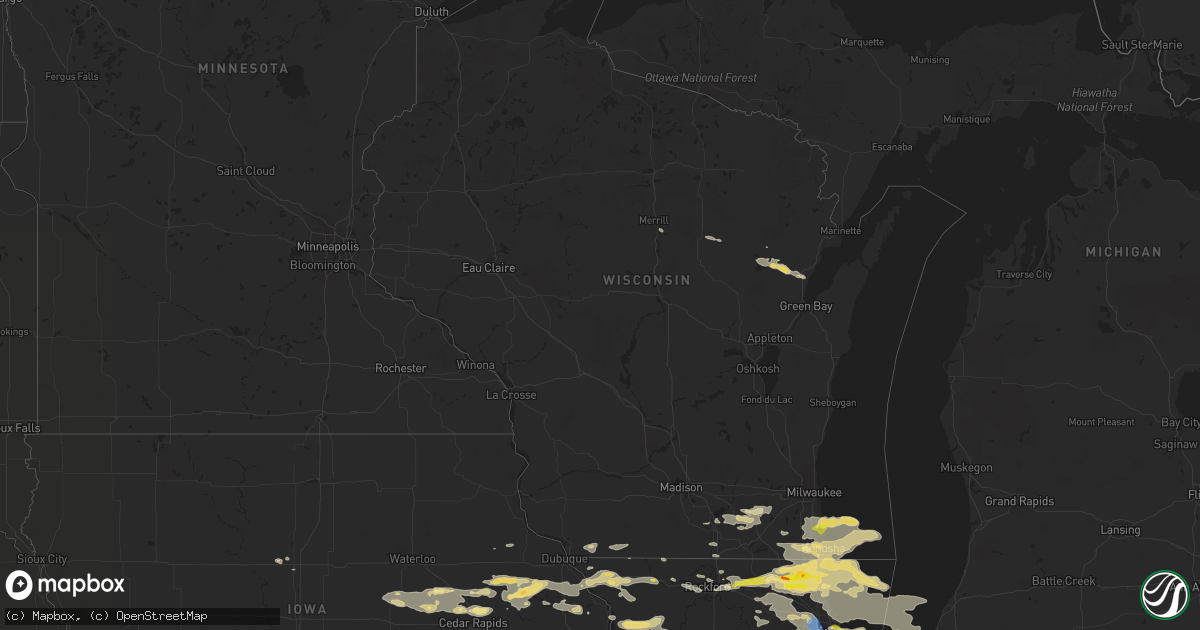 Hail map in Wisconsin on July 22, 2022