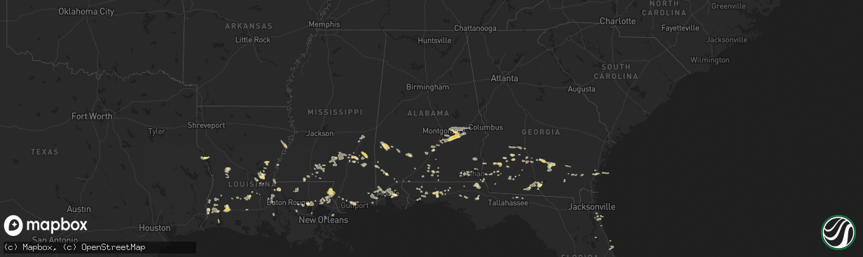 Hail map in Alabama on July 22, 2023