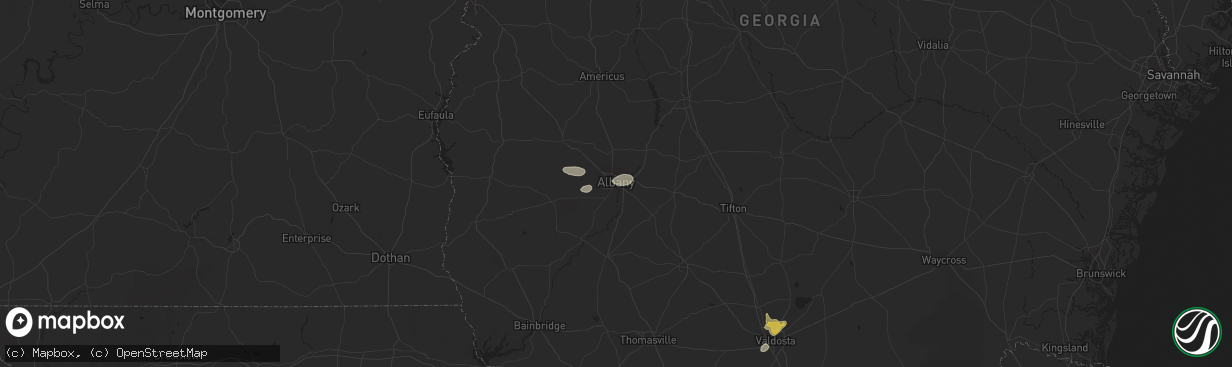 Hail map in Albany, GA on July 22, 2023