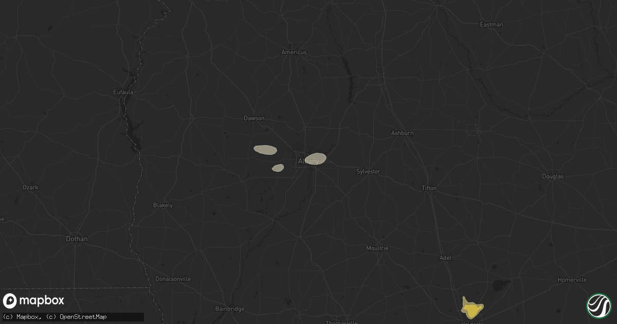Hail map in Albany, GA on July 22, 2023