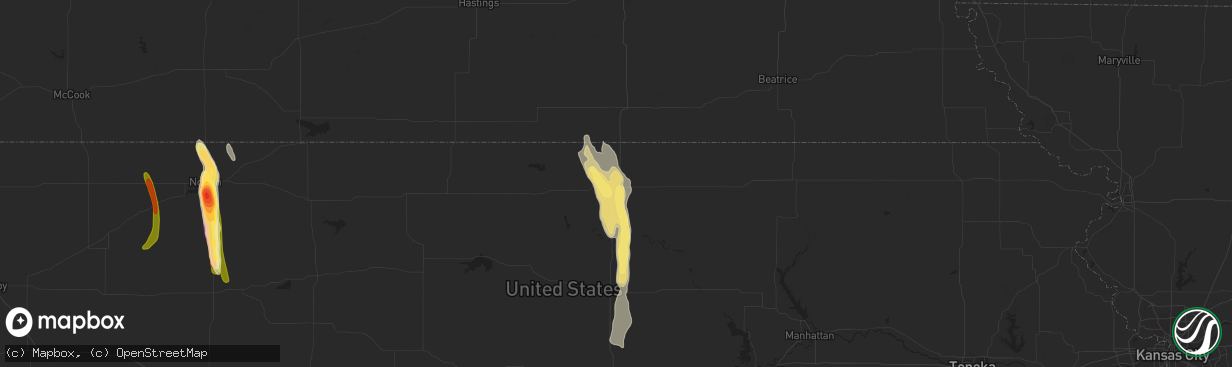 Hail map in Belleville, KS on July 22, 2023