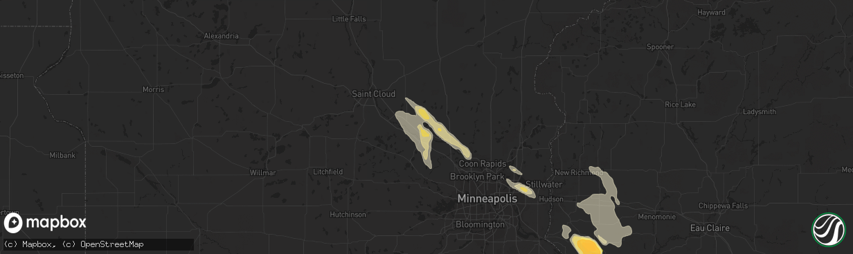 Hail map in Big Lake, MN on July 22, 2023