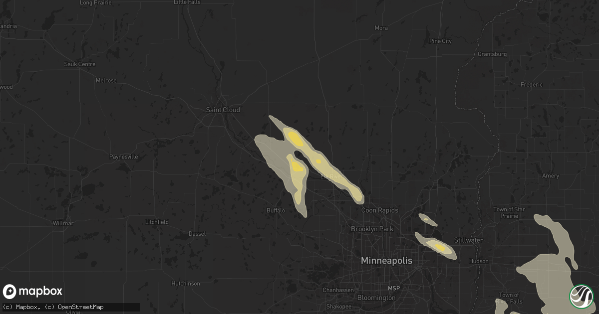 Hail map in Big Lake, MN on July 22, 2023