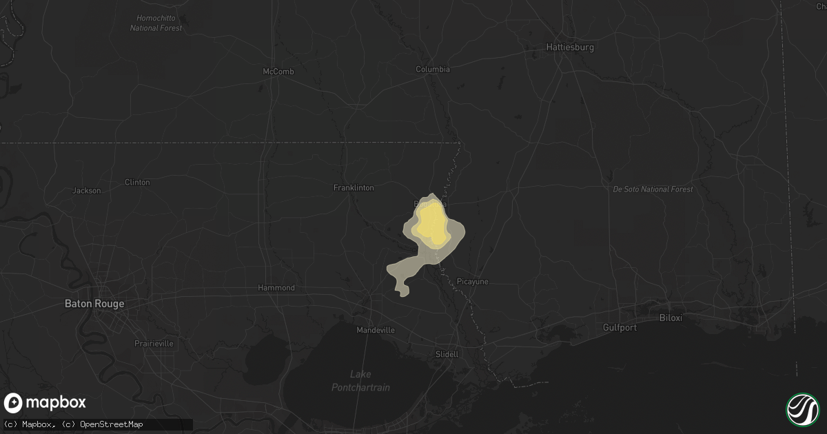Hail map in Bogalusa, LA on July 22, 2023