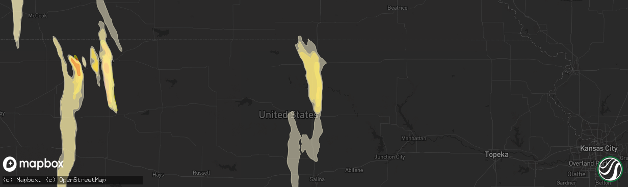 Hail map in Concordia, KS on July 22, 2023